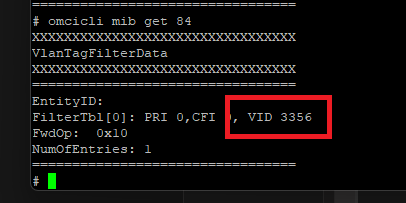 OMCICLI VLAN table
